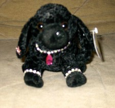 BLACK POODLE JEWELED PURSE REMOVABLE SHOULDER STRAP POM POM ZIPPER PULL 10" NEW