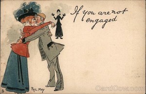 Engagement-Phil-May-If-You-Are-Not-Engaged-A-Man-and-Woman-Kissing-With-An-Upset