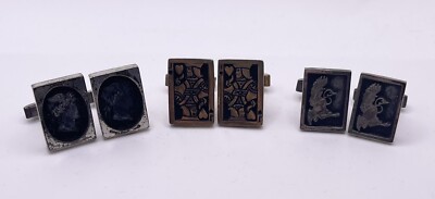 Boutons De Manchette Fenwick & Sailors – Argent Sterling Et Rhodonite Rose, 21 Grammes, Vintage Années 60