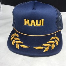 Vintage Blue Maui Hawaiian Trucker Cap Snap Back Foam Rope Hat Unused New