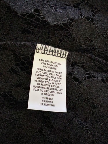 New Halogen Womens Black Lace Peplum Semi Sheer Top Blouse Whimsigoth M NWT - Picture 7 of 7
