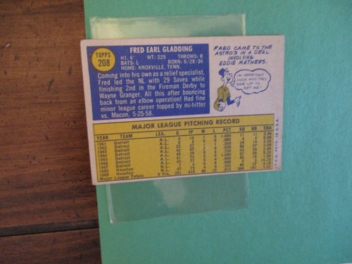 FRED GLADDING(D-'15)Signed 3 x 5 Index Card w/8 x 11 Display w/1969 & 1970 Topps - Picture 7 of 11
