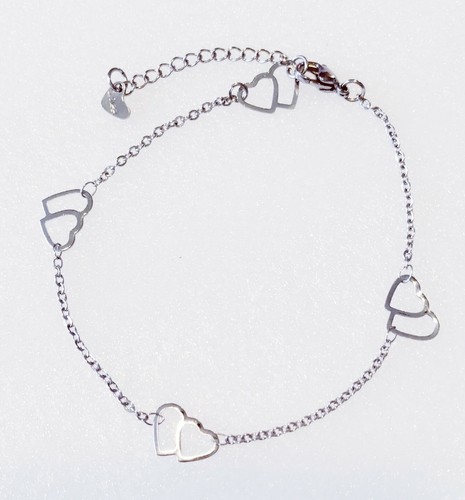 Silver Anklets Or Bracelets for women Heart Jewelry Stainless Steel