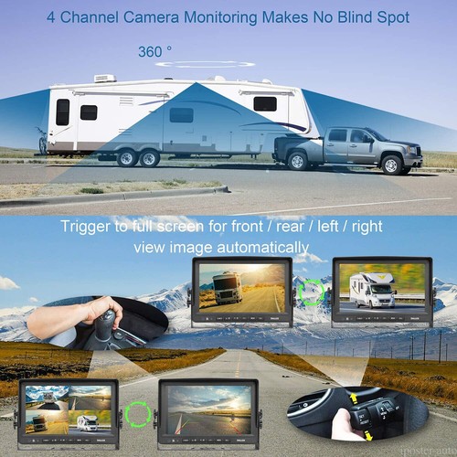 9''Quad Monitor DVR Recorder USB MP5 4x 1080P Side View Camera+32GB For Truck Rv - Picture 7 of 15