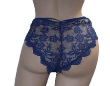 Blue Lace Sheer Silky Strappy Cheeky Panties Womens