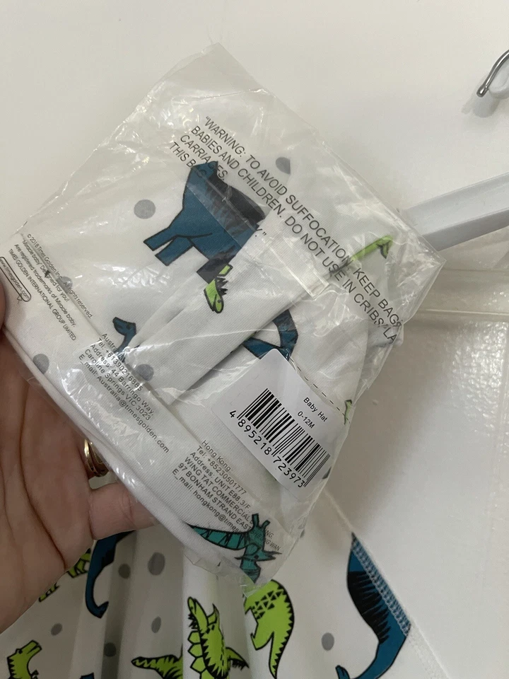 Miracle Baby динозавр одеяло пеленки хлопок эластичной соответствующий шляпа новый в упаковке 36 X 36 - Изображение 4 из 4