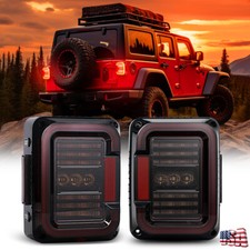 Smoked Led Tail Lights Reverse Running Lamp For Jeep Wrangler Rubicon 2007-17 Jk