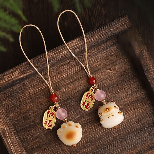Cat Paw Phone Strap Anti-lost Pendant Girl Women Keychain Lucky Cat Lanyard - 第 9/14 張圖片