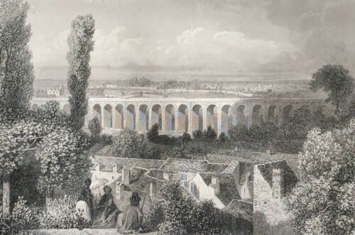 Beaugency Viaduct Cartoon Per François Lithography Per Geille 1845 - Picture 1 of 7