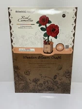 ROBOTIME 3D Puzzle Wooden Flower Red Rose DIY Model Kit to Build 106 Pcs