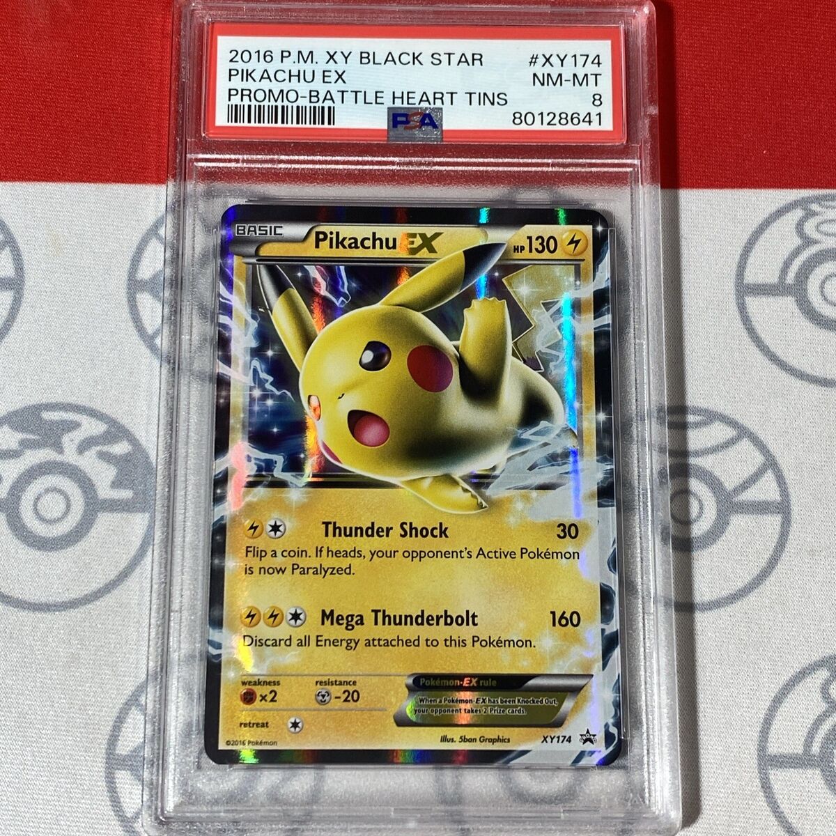 PSA 8 NM/MT Pikachu Ex XY174 Pokemon 2016 Battle Heart Tins PSA 8 NM/MT Pikachu Ex XY174 Pokemon 2016 Battle Heart Tins