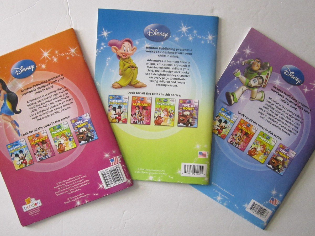 DISNEY Adventures in Learning Set of 3 Books Alphabet Math Time