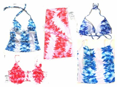 Sunsets Luau Lei Coral Luau lei Blue Bikini Swimsuits & Separates NWT
