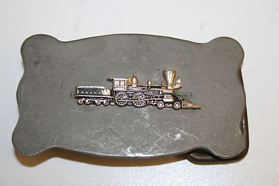 Vintage Train Locomotive Railroad Engineer 3D Western Metal Belt Buckle Rare