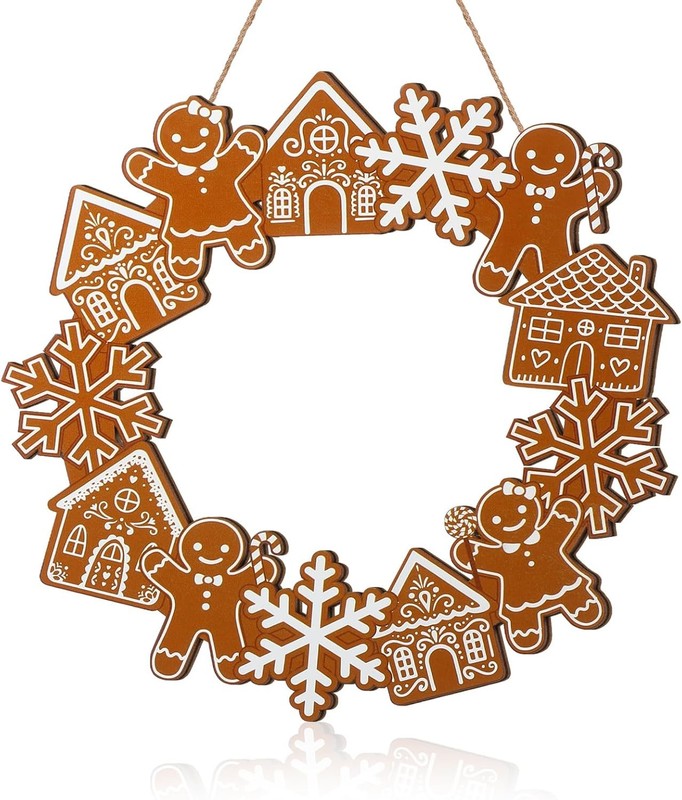 Christmas Gingerbread Wreath 11.8inch Christmas Front Door Decoration(Christmas