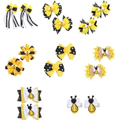 2pcs Flower Ribbon Hair Clip Photography Prop Hairpiece For Different Hairstyles
