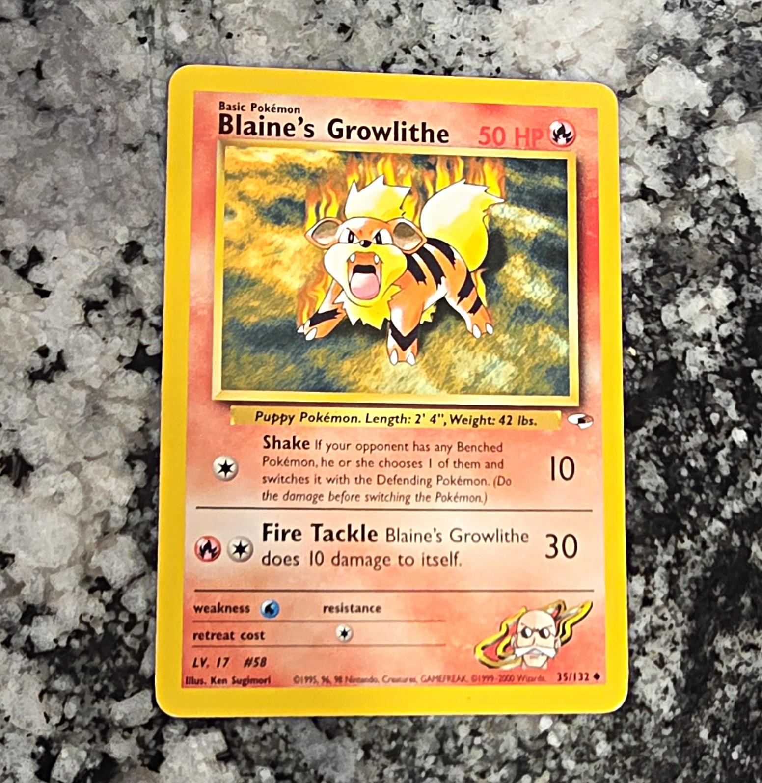 Pokemon TCG Blaine's Growlithe Gym Heroes 35/132 Regular Common English 2000