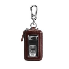 Genuine Leather Car Key Chain Holder Wallet Keychain Bag Double Zipper Purse