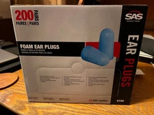 SAS Foam Ear Plugs 200ct NEW UNOPENED BOX! FREE SHIPPING 