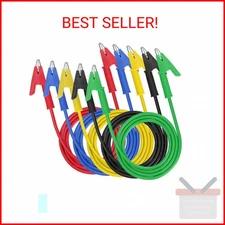 Sumnacon 5 Pcs Dual Ended Crocodile Alligator Clips, 15A Test Lead Wire Cable wi