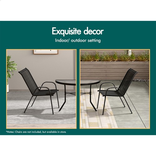 ALFORDSON Outdoor Furniture Patio Side Coffee Table Garden Glass Metal Black - Picture 8 of 11