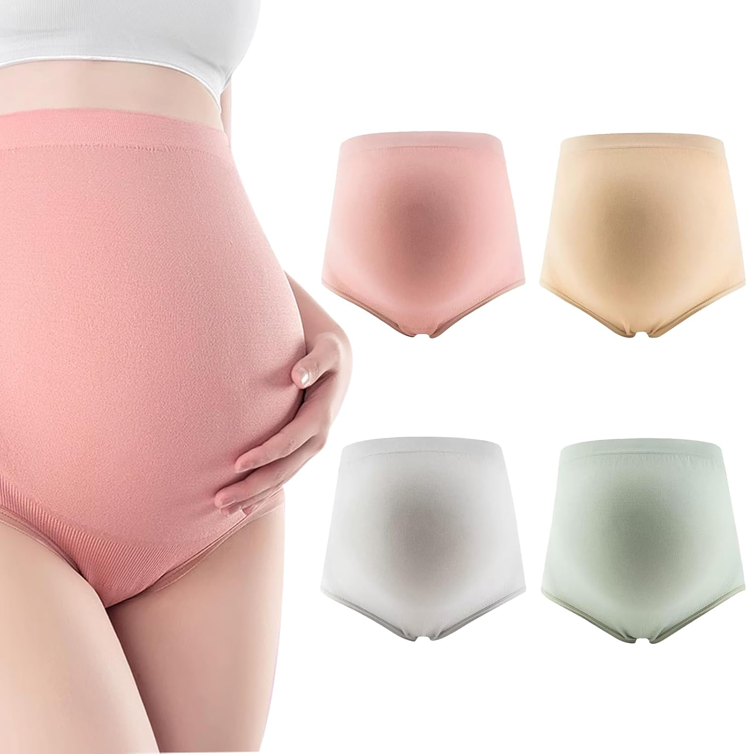 4 PCS Women'S Maternity Knickers, XL Size High Waist Stretchable Pregnancy Panti