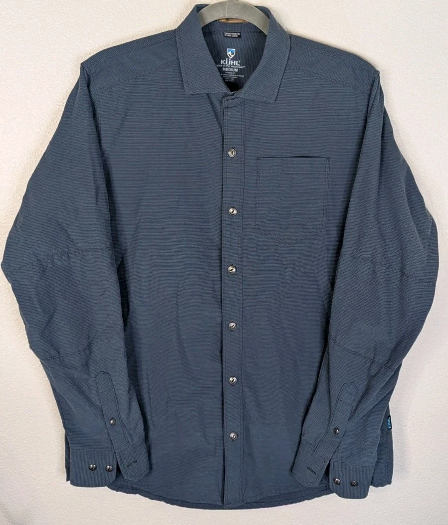 Kuhl 5 Panel Shirt Mens Medium Texture Gray Long Sleeve Button Up Outdoor Hiking
