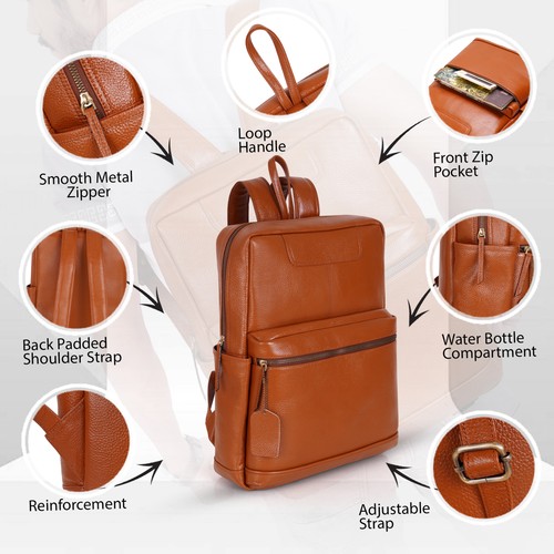 LV Full Grain Leather Backpack Men 16 Inch Laptop Backpack Bag Computer - Picture 5 of 10