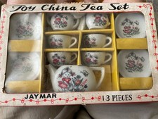 Porcelain 13 Piece Tea Set Toy Made in Japan Original Box Rare Pattern Vintage