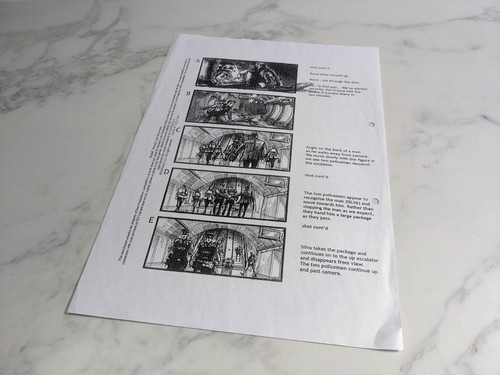 James Bond 007 Skyfall Storyboard Production Movie Film Set RARE Memorabilia - Imagen 1 de 3