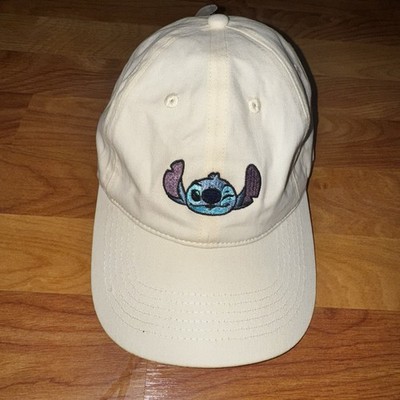 Disney Lilo & Stitch Adult Winky Face White Embroidery Adjustable Dad Cap NWOT