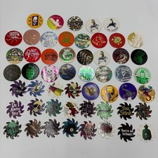 Vintage Pogs Saw-blade Lot 53pc Skulls Poison 8-Ball 90s Games Good to Great