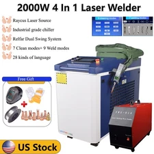 Raycus 2000W 4-in-1 Handheld Laser Welder Double Pendulum Wire Feeder Chiller US