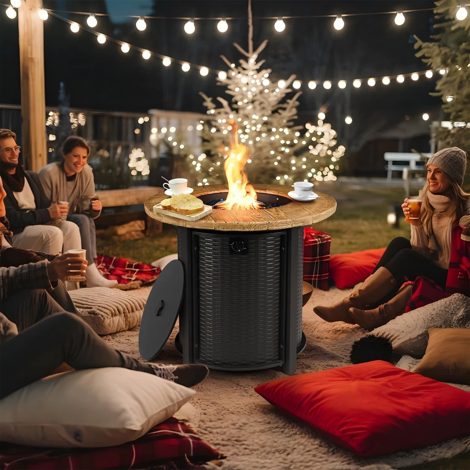 Mesa redonda de pozo de propano de 30 pulgadas, pozo de fuego de gas de hierro de 50.000 BTU con tapa Foto 2 de 4