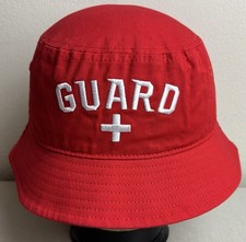 BLARIX Guard Lifeguard Bucket Hat Red Embroid...