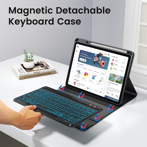 for iPad 9th Generation Case with Keyboard 10.2 Inch - Backlit Wireless Detac... - Picture 4 of 8