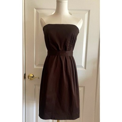Calvin Klein Chocolate Brown Strapless Cotton Cocktail Dress Size 10