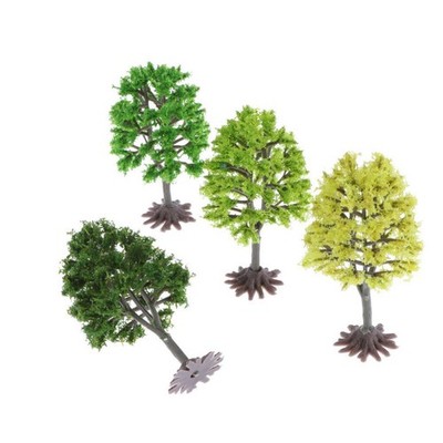 4 Stück 9cm HO OO Modellbaum Diorama Wargame Scenery Green Landscape