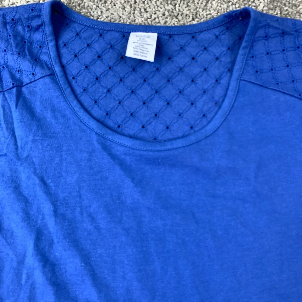 Женский пижамный топ Croft & Barrow Intimates с петлями XXL с коротким рукавом синий - Изображение 2 из 4