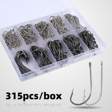 315 pcs Heavy-Duty Fishing Hook Set W/Long Shank Maru World Hooks Sharp Barbs