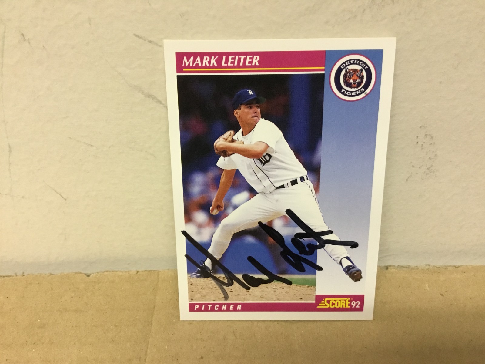 Mark Leiter Autographed Card - 1992 Score Baseball - Tigers FREE SHIPPING