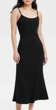 NEW A New Day Women's Spaghetti Strap Ribbed Maxi Dress Black Plus Size 1X