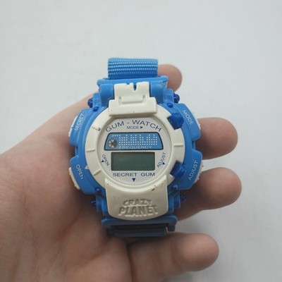 Vintage 1990's Crazy Planet Gum Watch Aqua Chewing Gum Watch Bubble Gum RARE