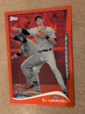 2014 Topps #476 DJ LeMahieu Red Hot Foil Parallel SP! Rockies Yankees D.J.