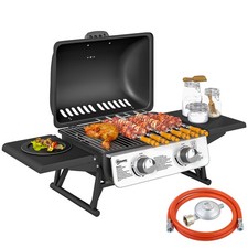 Gasgrill 5,6 KW Gas-Grill inkl 2 Edelstahl-Brenner Seitenablagen …