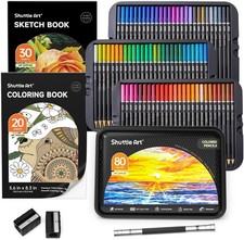 Shuttle Art Buntstifte Set 80 Farben Malbuch Skizzenbuch Eisenbox