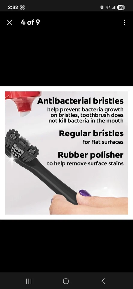 SELLADO-NUEVO Colgate 360 Power Cepillo de Dientes Carbón Cabezales de Repuesto Paquete de 2 Recambios Foto 4 de 4