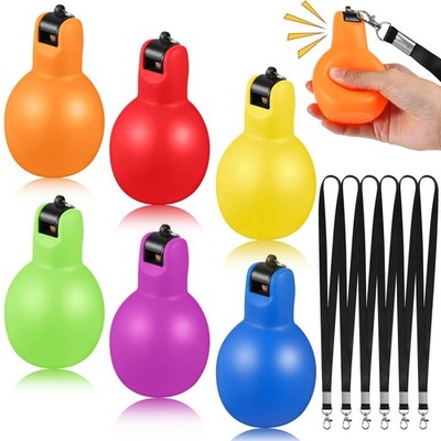6 Pcs Hand Squeeze Whistles with Lanyards Multicolored Coach Whistle for Coac...