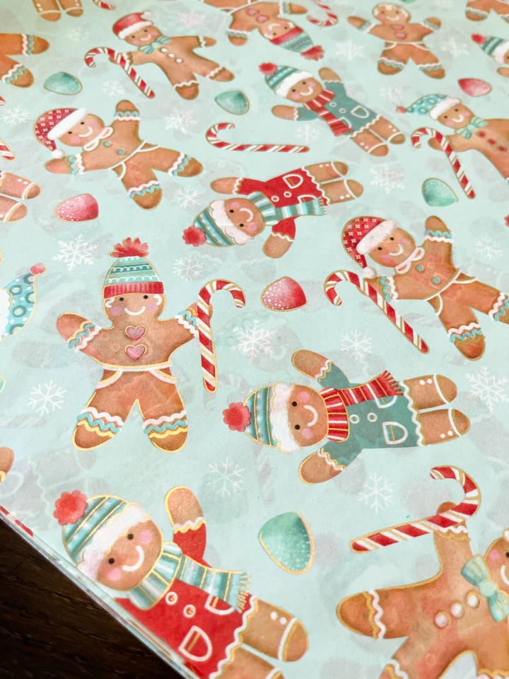 Hojas de papel de seda de diseño de galletas de jengibre elige el tamaño y la cantidad del paquete Foto 2 de 4