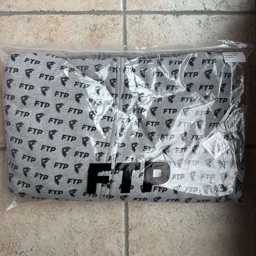 FTP + Famous All Over Logo Zip Hoodie (Heather Gray) Size XXXL Brand New In Hand